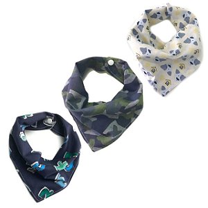 Conjunto 3 Babadores Bandana - Cinzas