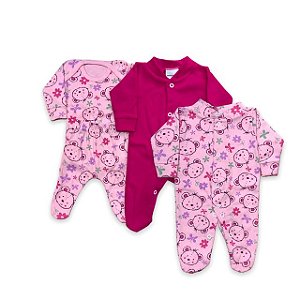 Kit Prematuro 2 Macacões + Body e Calça - Ursinha Rosa