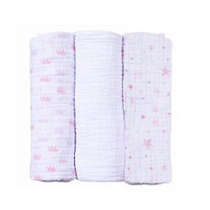 Baby Care Papi Soft Estrelinhas 80cm x80 cm - 3 unidades