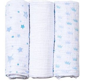 Baby Care Papi Soft Estrelinhas 80cm x80 cm - 3 unidades