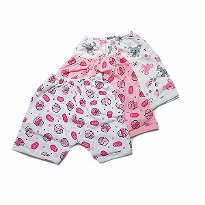 Kit de 3 Shorts Estampados Cupcake