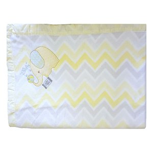 Cobertor Soft para Bebê Bordado- Chevron Amarelo