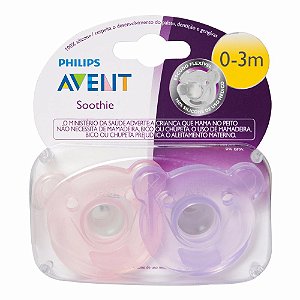 Chupeta Soothie Calmante Philips Avent 0-3 c/ 2 Menina