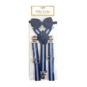 Suspensórios + Gravata Borboleta - Azul