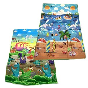 Tapete Dupla Face PEQUENO 180 cm X 120 cm - DINOS/ PRAIA