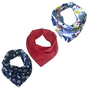 Conjunto 3 Babadores Bandana -Navy