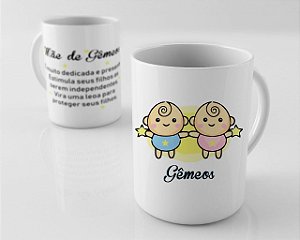 Caneca em Porcelana - Mãe de Signo Gêmeos