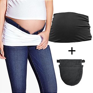 Kit c/ 1 faixa + 1 Extensor de Calça para Gestante - Preta - Belita Mimos -  Enxoval para Bebê e mimos para bebe, loja de bebe