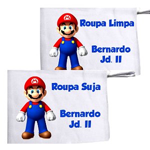 Kit c/ 2 Saquinhos Personalizado para Roupa Suja - Mario