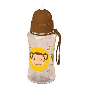 Garrafa Infantil plástica com Canudo 400ml - Macaco