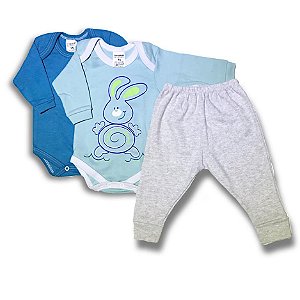 Kit Roupa Body Bebê 3 peças - Coelhinho