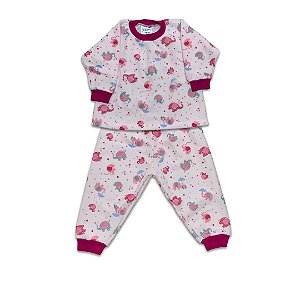 Pijama de Soft Infantil Elefantinho Rosa