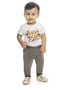 Conjunto 2PÇS Kamylus Curto Infantil Explore Cinza