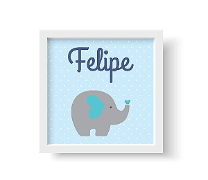 Quadro Decorativo Infantil Elefantinho Azul