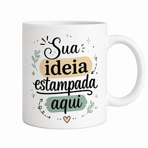 Caneca porcelana personalizada com nome, logo, frase ou personagem 325ml