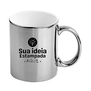 Caneca cromada 325ml personalizada prata