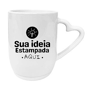 Caneca Porcelana Personalizada com sua ideia Alças Brancas e