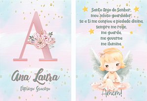 Kit placas MDF Nome e Santo Anjo Menina