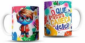 Caneca divertida personalizada O que passa na cabeça dele?