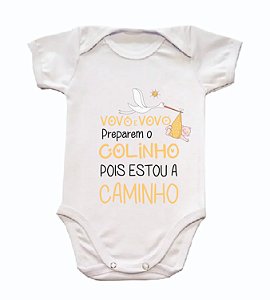 Body bebê VOVÓ e VOVÔ Preparem o colinho, pois estou a caminho - cegonha