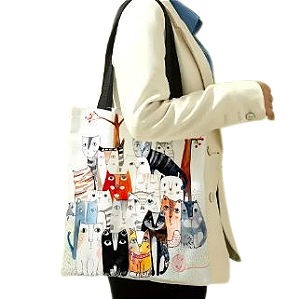 Bolsa tote com pintura de gatos, bolsa de ombro de praia para viagens de verão, sacola reutilizável