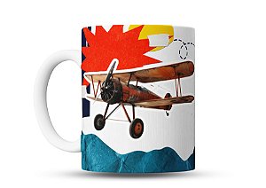 Caneca de café Avião retrô, I love travel, collect the moments