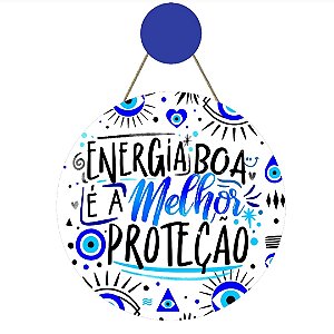 Enfeite porta em mdf Energia boa é a melhor proteção