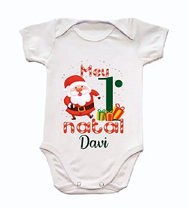 Body bebê personalizado com nome Meu primeiro Natal