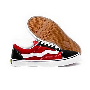 Tenis Mad Rats Old School Preto com Vermelho - Lace Sneakers