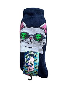 Meia Gnarly Foot Gato com óculos