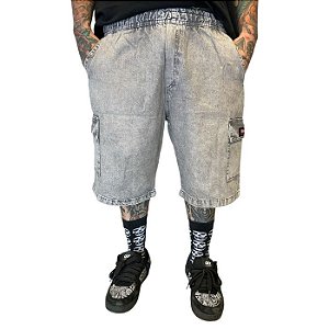 Bermuda Cargo Jeans Cinza Claro Your Face