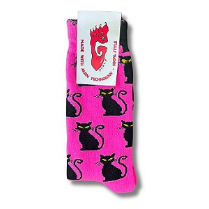 Meia Gnarly Foot Gatinho Rosa