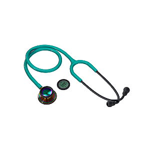 Estetoscópio Spirit - MD III Pro Adulto/Pediátrico Black Edition Verde Perolizado Acabamento Rainbow