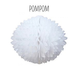 PomPom de Papel de Seda   vinte e oito centímetros  Branco