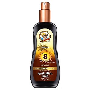 Protetor Solar Bronzeador Australian Gold FPS8 Instant Bronzer Spray Gel 237g