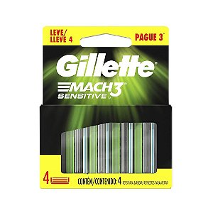 Carga Para Aparelho de Barbear Gillette Mach3 Sensitive Refil 4 Cartuchos
