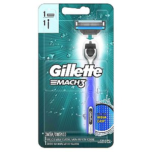 Aparelho De Barbear Gillette Mach3 Acqua Grip Recarregável Com 1 Cartucho