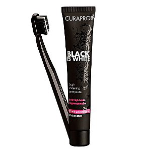 Kit Clareador Dental Curaprox Black Is White Creme Dental 90ml + Escova
