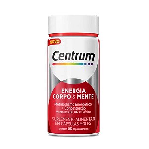 Centrum Energia Corpo e Mente Com Cafeína e Guaraná 60 Cáps