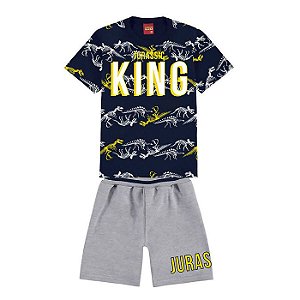 Conjunto Blusa E Short Em Moletinho Jungle Boys Mescla - Kyly