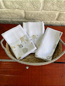 Kit 3 Fraldinhas de Boca Premium - Astronauta