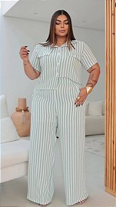 Conjunto Plus Size Listrado G2 Feminino