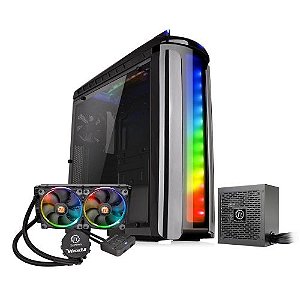 Gabinete Thermaltake Versa C22 RGB, Mid-Tower, Vidro Temp, com Fonte TR-700 + Water Cooler