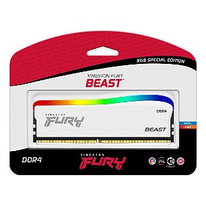 Memória Kingston Fury Beast White RGB, 16GB, 1x16GB, 3200MHz, DDR4