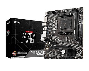 Placa Mãe MSI A520M-A PRO, DDR4, microATX, AM4