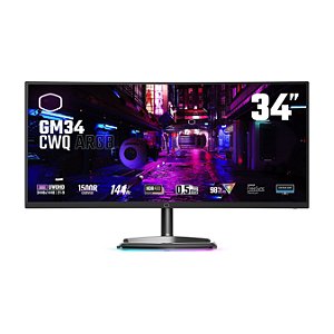 Monitor Cooler Master GM34-CWQA ARGB, Curvo, 34", UWQHD, VA, HDR400, 144Hz, 0.5ms, 140% sRGB