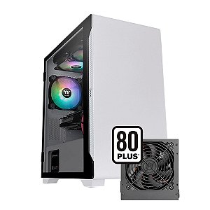 Gabinete Thermaltake Versa S100 TG, com fonte 600W, microATX, Vidro temperado - Branco