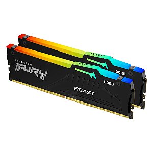 Memória Kingston Fury Beast RGB, 32GB, 2x16GB, 5200MHz, DDR5