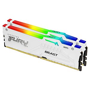 Memória Kingston Fury Beast White RGB, 32GB, 2x16GB, 5200MHz, DDR5