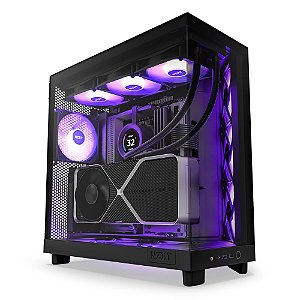 Gabinete NZXT H6 Flow RGB, Preto, Dual-Chamber, Mid-Tower, Vidro 360°